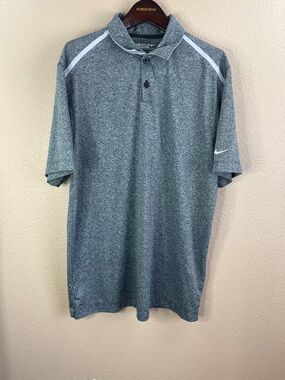 Nike Men’s Gray Heather Performance Polo with White Shoulder Accents